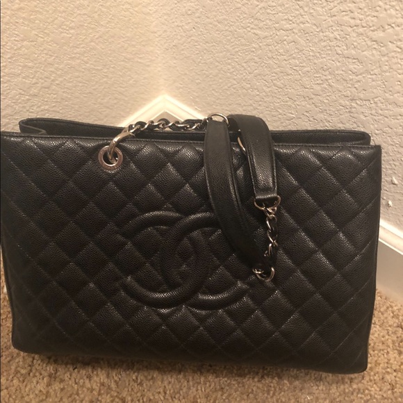 Chanel GST, black caviar with silver hardware.EUC - Picture 2 of 8